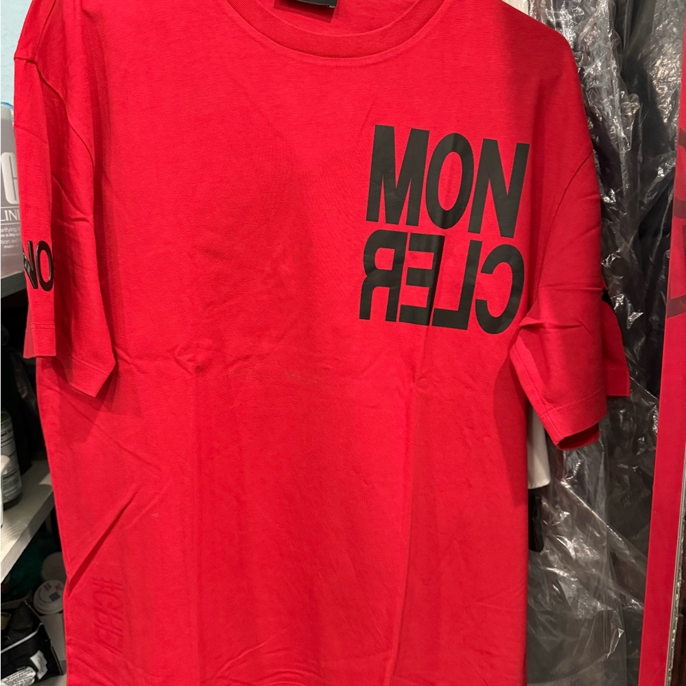 Moncler Red Short Sleeve Tee Bold Design
